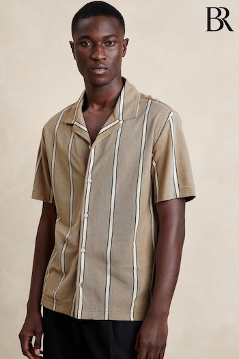 Banana Republic Brown Luxury-Touch Pique Resort Shirt (B29446) | £65