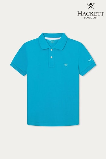 Hackett London Older Boys Blue Short Sleeve Polo Penn Shirt (B29627) | £50
