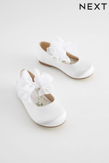 White Wide Fit (G) Bridesmaid Bow Mary Jane Occasion Shoes (B29630) | £20 - £22