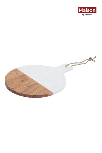 Maison by Premier White Large Marble And Acacia Wood Paddle Board (B29644) | £31