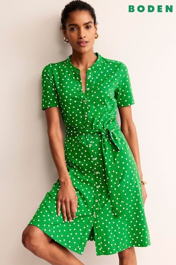Boden Green Petite Julia Short Sleeve VA2071 Shirt Dress (B29690) | £75
