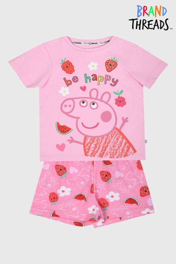 Brand Threads Pink Girls Peppa Pig Pyjama Set (B29693) | £16