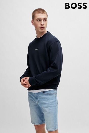 BOSS Blue Relaxed-Fit Sweatshirt in Cotton Terry With Contrast Logo (B29695) | £119