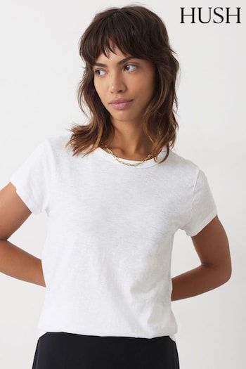 Hush White Slim Fit Crew T-Shirt (B29717) | £27