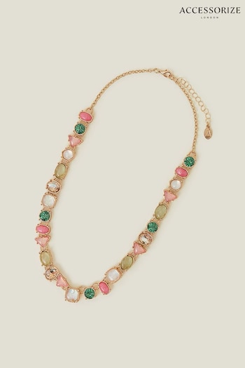 Accessorize Pink Eclectic Gem Collar Necklace (B29726) | £16