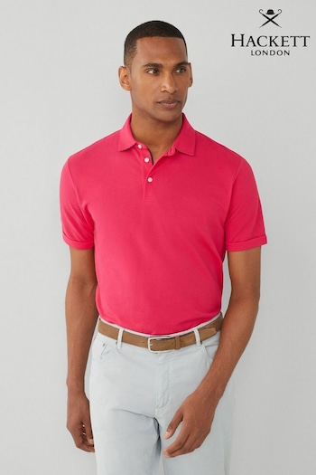 Hackett Men Pink London Short Sleeve Polo Shirt (B29729) | £110
