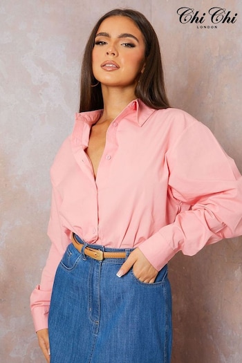 Chi Chi London Pink Cotton Poplin Shirt (B29766) | £35