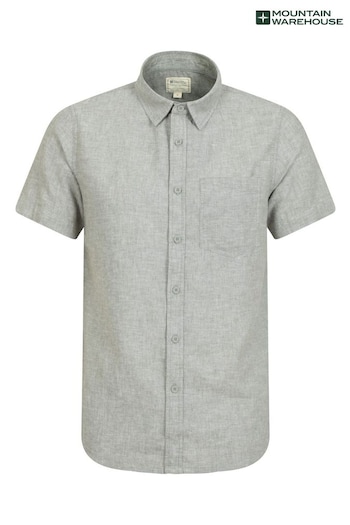 Mountain Warehouse Green Mens Lowe Cotton Linen Blend Shirt (B29941) | £28