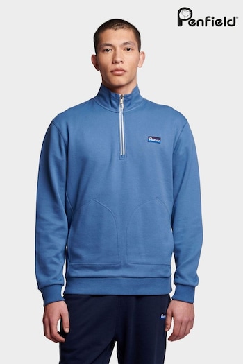 Penfield Mens Relaxed Fit Blue Washed Funnel Sweatshirt (B29958) | £90