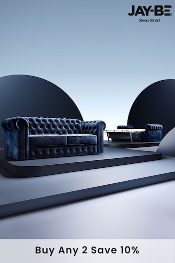 Jay-Be Luxe Velvet Royal Blue Chesterfield 3 Seater Sofa Bed (B29990) | £4,500