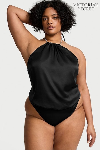 Victoria's Secret Black Twinkle Shine Strap Satin Bodysuit (B30121) | £69