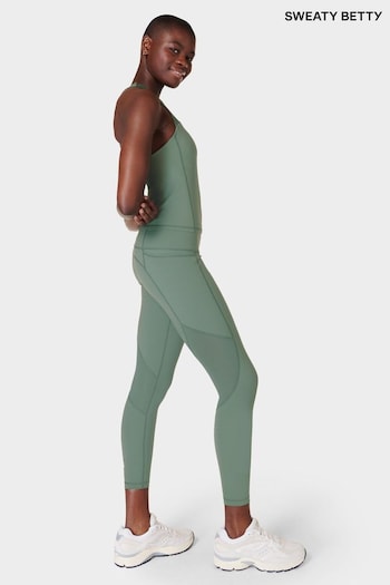 Sweaty Betty Cool Forest Green 7/8 Length Aerial Core Workout Leggings (B30131) | £90
