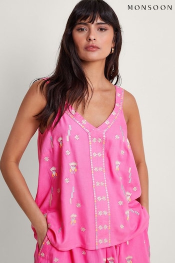 Monsoon Kiran Pink Embroidered Camisole (B30150) | £45
