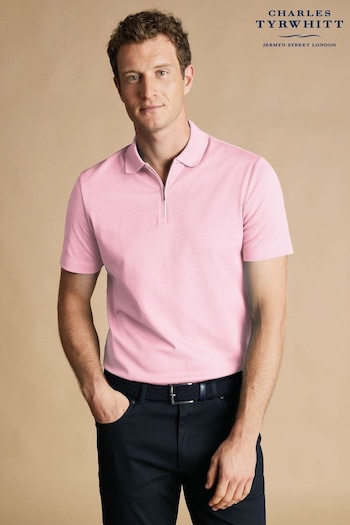 Charles Tyrwhitt Pink Cool Popcorn Polo Syracuse Shirt (B30152) | £65