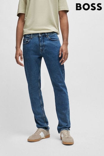 BOSS Mid Blue Maine Straight Fit Stretch Jeans (B30156) | £99