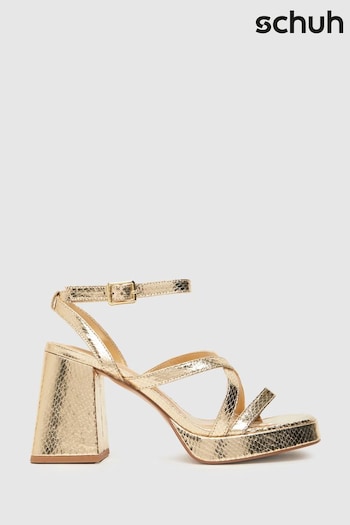 Schuh Gold Star Strappy Platform Heels (B30226) | £38