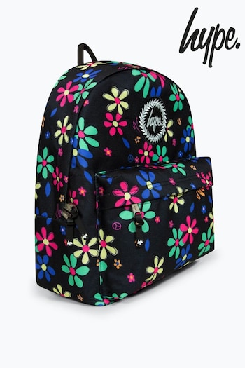 Hype. Hand Drawn Floral Black Backpack (B30271) | £30