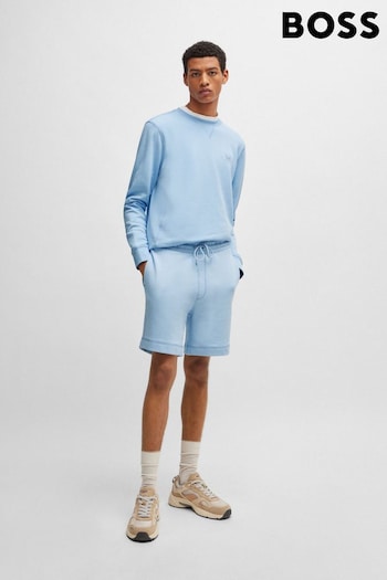 BOSS Light Blue Regular Fit Cotton Terry Jersey Shorts Midi (B30372) | £89