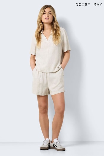 NOISY MAY Brown Linen Blend Shorts (B30387) | £25