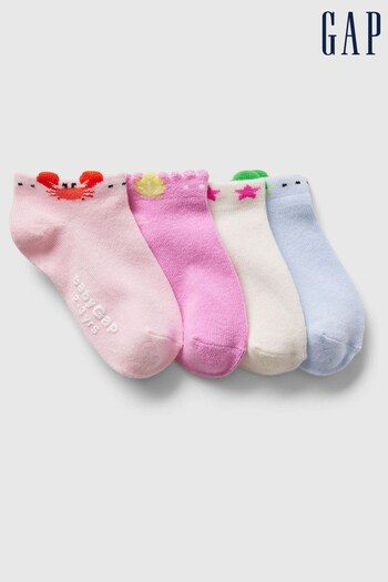 Gap Pink Print Crew Socks 4 Pack (B30440) | £8
