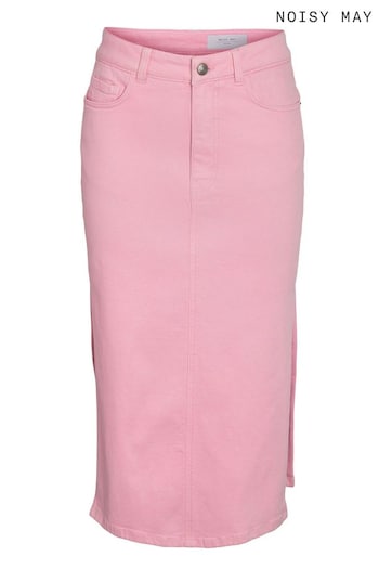 NOISY MAY Pink Midi Denim Skirt With Side Split (B30494) | £35