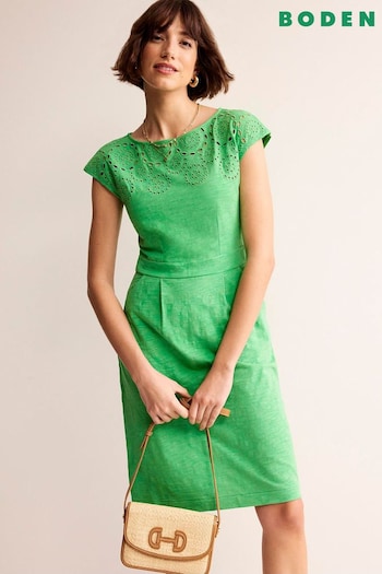 Boden Green Petite Florrie Broderie Jersey Dress (B30616) | £70