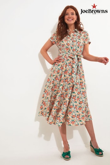 Joe Browns met Floral Print Short Sleeve Linen Blend Shirt Dress (B30868) | £70