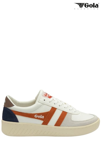 Gola White Mens Grandslam Trident Recycled PU Lace-Up Trainers (B30879) | £90