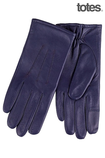 Totes carrying Navy 3 Point Smartouch Leather Gloves (B30916) | £20