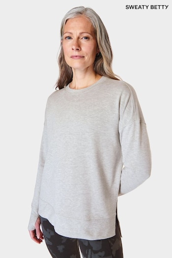 Sweaty Betty Light Grey Marl After Class Longline Sweatshirt (B30919) | £50