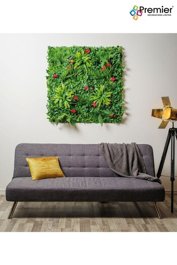 Premier Decorations Ltd Green 100x100cm Camellia with Flower Dracaena Fern Ivy Garden Living Wall (B30932) | £90