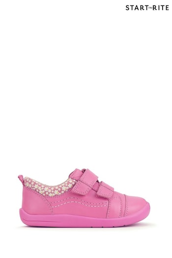 Start-Rite Playhouse Pink Leather Rip Tape Trainer Shoes (B30994) | £43