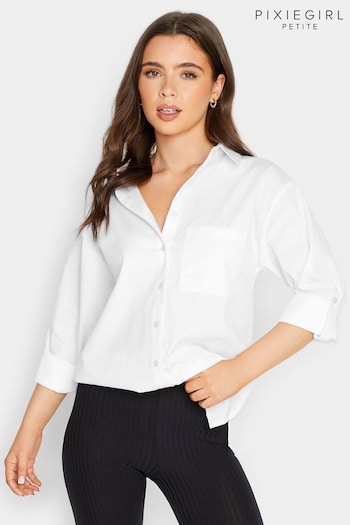 PixieGirl Petite White Oversized Cotton Shirt (B33074) | £31