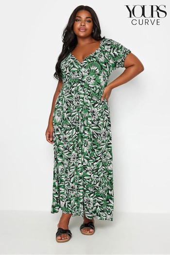 Yours Curve Green Floral Wrap Maxi Dress (B33081) | £37