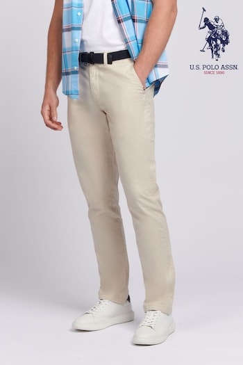 U.S. Right Polo Assn. Mens Linen Blend Chinos (B33092) | £70