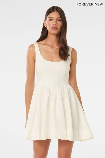 Forever New White Pure Linen Trinity Corset Mini Dress (B33105) | £90