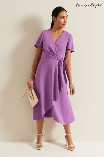 Phase Eight Petite Purple Julissa Frill Wrap Dress (B33115) | £129