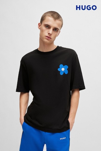HUGO Blue Floral Graphic Back Print T-Shirt (B33301) | £45