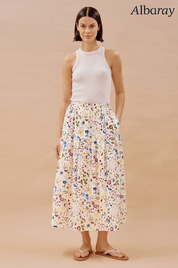 Albaray Cream Buttercup Pressed Floral Skirt (B33344) | £79