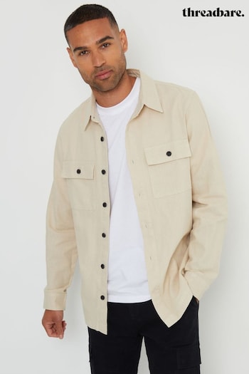 Threadbare Cream since Linen Blend Lightweight Shacket (B33411) | £28