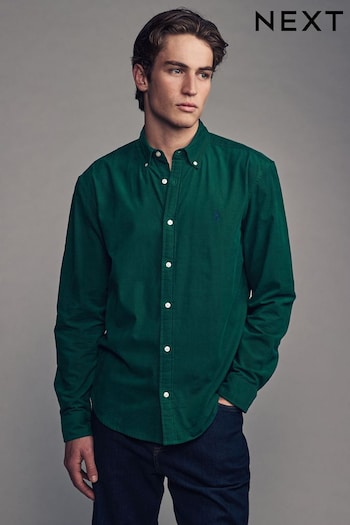 Green Long Sleeve Cord 100% Cotton Oxford Shirt (B33437) | £32