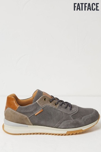 FatFace Grey Axford Leather Runner Trainers (B33528) | £75