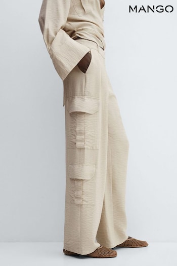 Mango Pleated Cargo Brown Pants (B33801) | £50