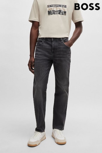 BOSS Grey Regular-Fit Jeans In Black Comfort-Stretch Denim (B33827) | £119