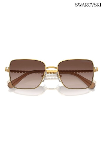 Swarovski Gold Sk7015 Round Sunglasses (B33850) | £237