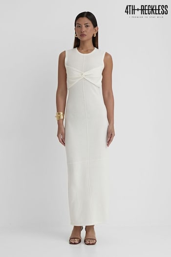 4th & Reckless White Jensen Knit Twist Front Dress (B33854) | £45
