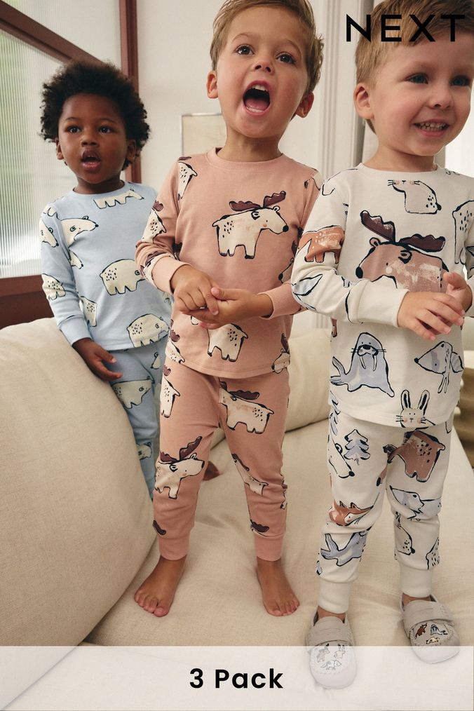 Buy Newborn Unisex Older Girls Younger Boys Long Set Animal Nightwear Online Next UK