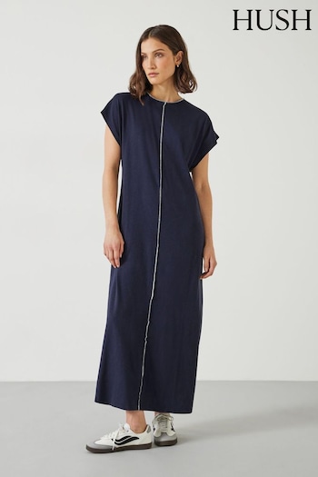 Hush Blue Alessia Jersey Maxi patent Dress (B33898) | £89