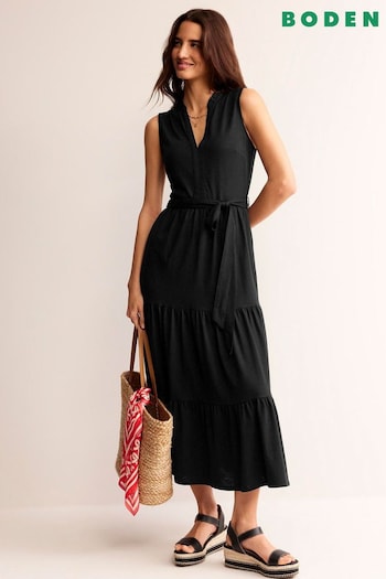 Boden Black Naomi Notch Jersey Maxi love Dress (B33972) | £80