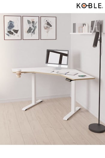 Koble White Gino Corner Height Adjustable Desk (B34084) | £300